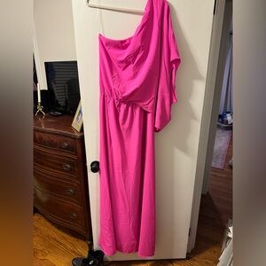 Elegant Pink One-Shoulder Maxi Dress
